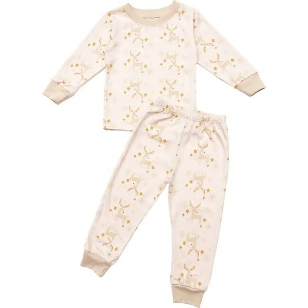 NWT WILD WAWA Holiday Pajamas, Pink Reindeer, Pima Cotton 5/6T